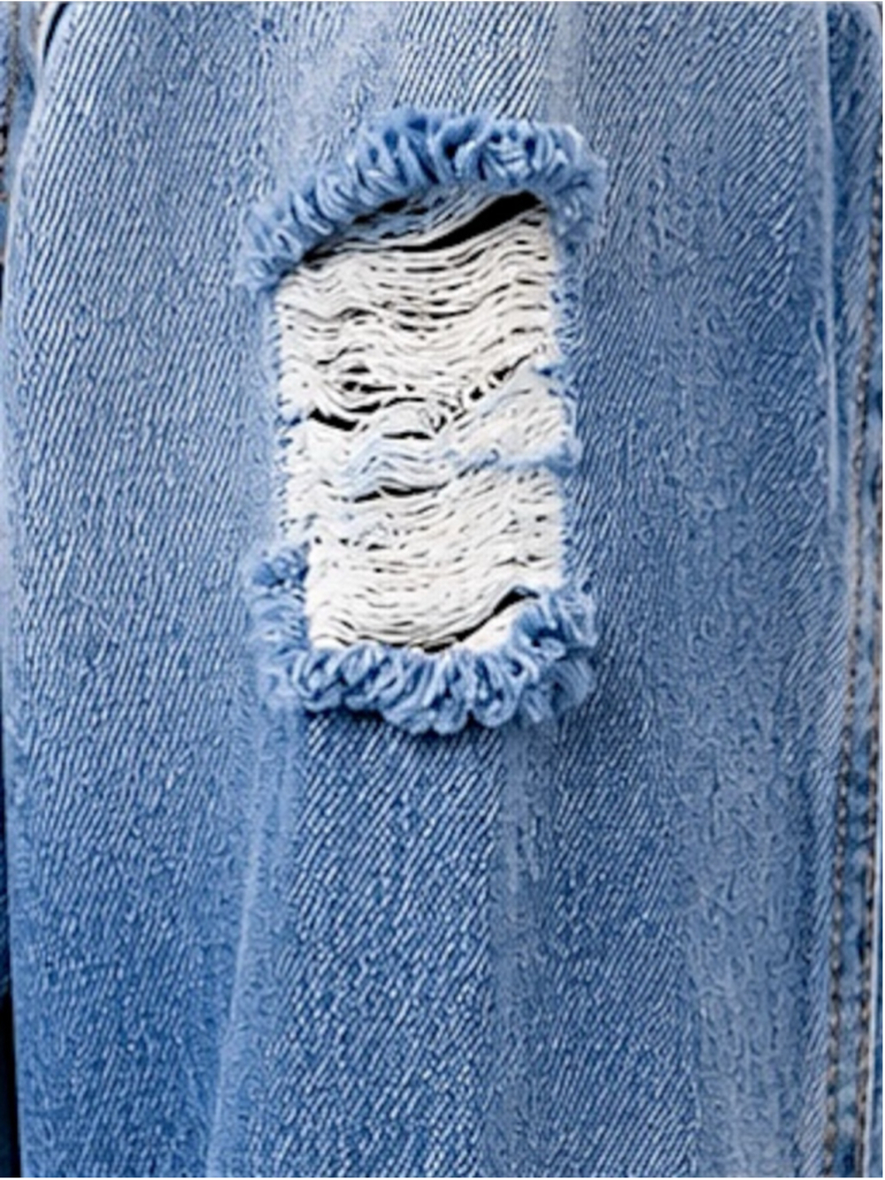 Distressed Blue Ripped Button-Up Denim Jacket – Size 8 - Picture 12 of 12